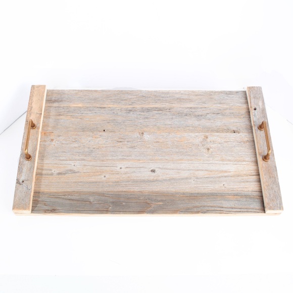Farmhouse Barn Wood Serving Decorative Tray Handcrafted Rustic 21x12x3 - Picture 4 of 9
